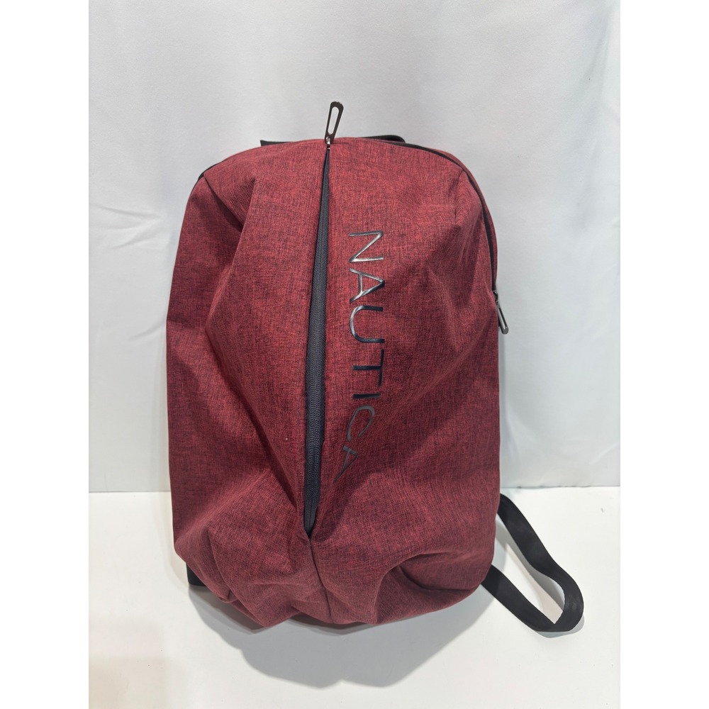 Nautica Backpack Mens OS Burgundy Red Heathered Logo Padded Laptop Sleeve Travel